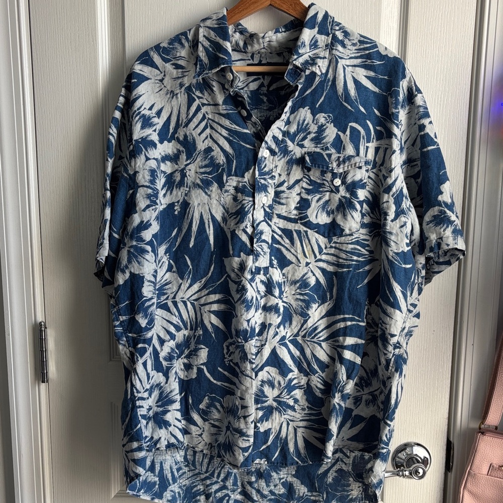 Ralph Lauren Blue Linen Floral Women’s Shirt